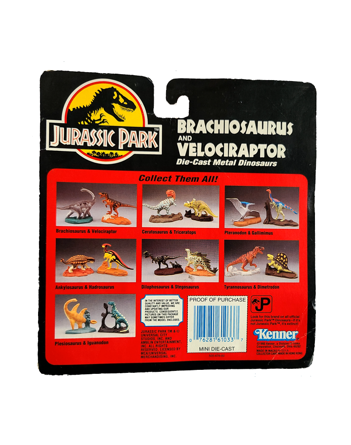 Jurassic Park - Brachiosaurus and Velociraptor (1993) by Kenner