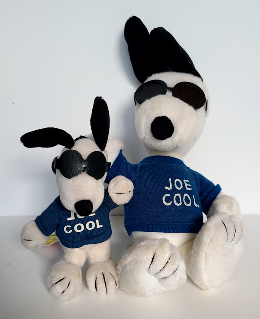 Peanuts - 2 Vintage Joe Cool Stuffed Figures - Small & Large