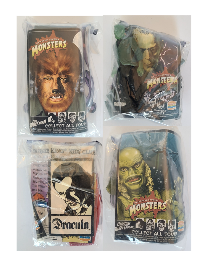 Universal Monsters - Burger King Set of 4 (1997) - The Creature, Dracula Frankenstein, Wolfman