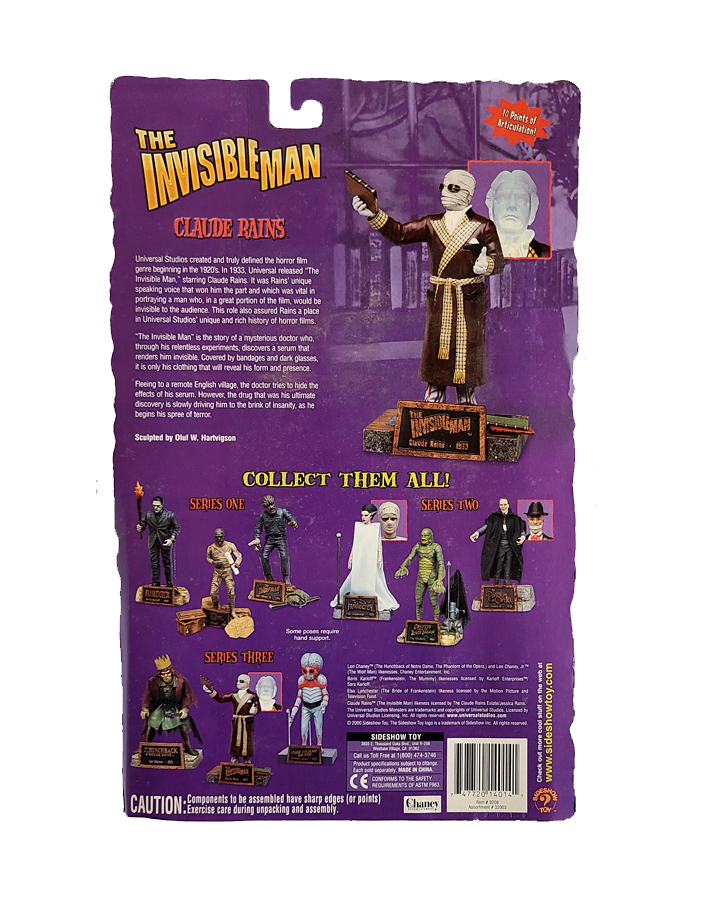 Universal Monsters - The Invisible Man Series 3 Classic Edition Claude Rains (1999) by Sideshow Toys